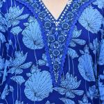 Deep blue floral design 3piece suit set